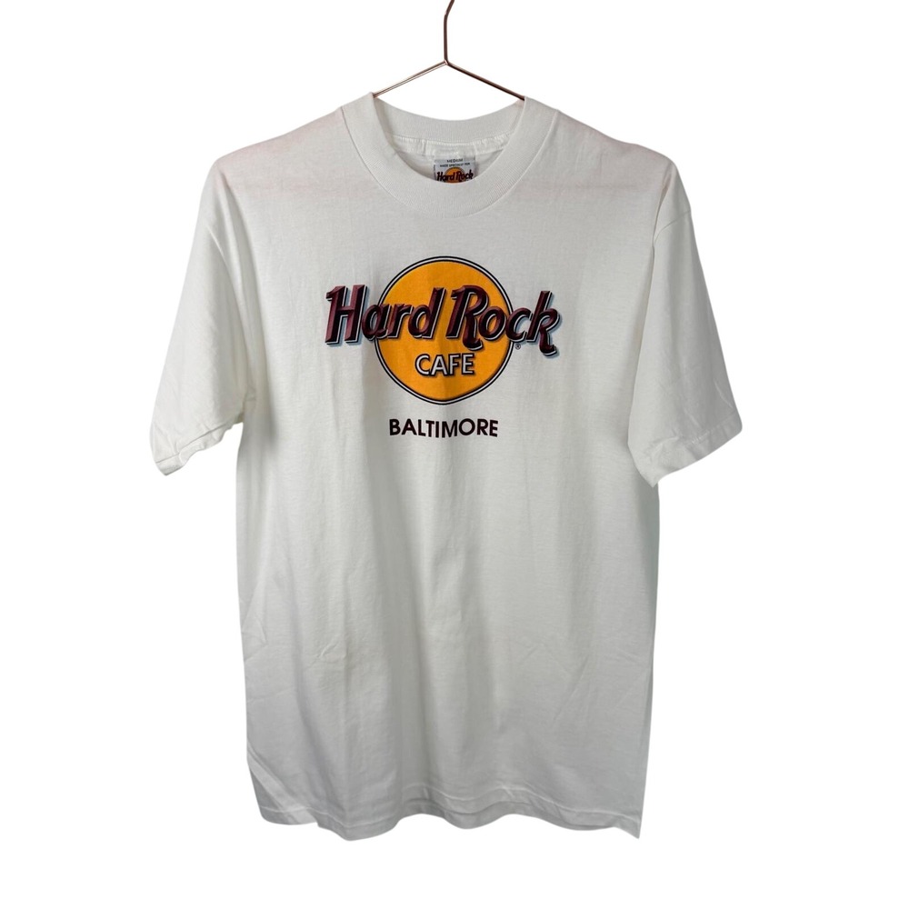 Vintage Hard Rock Cafe Baltimore T Shirt Mens Medium White Made in USA Cotton